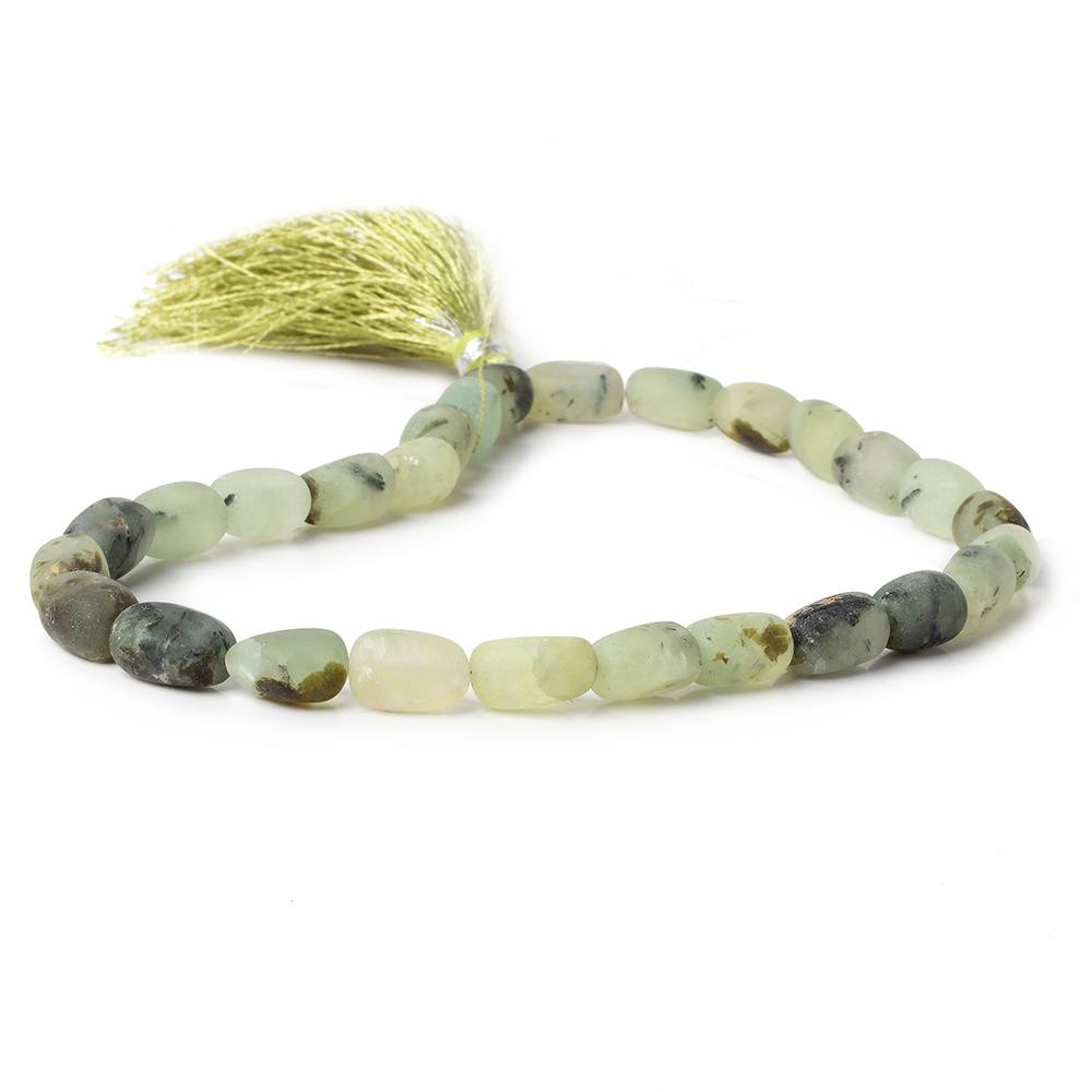10x8-11x8mm Matte Prehnite tumbled plain nuggets 12 inch 27 beads AA