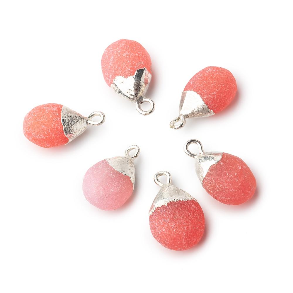 10x8-12x10mm Silver Leaf Frosted Watermelon Chalcedony plain pear Bead 1 piece