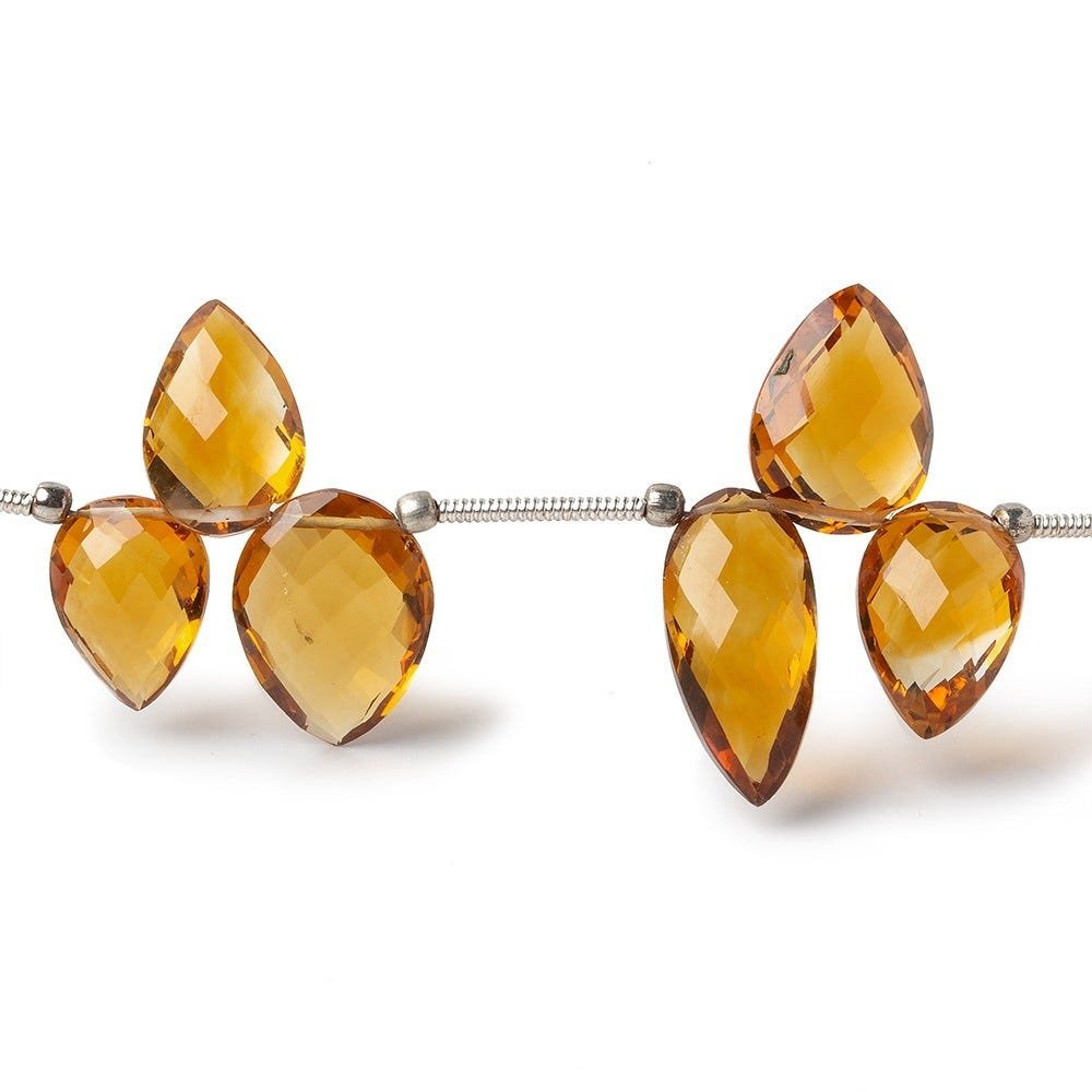 10x8-14x9mm Madeira Citrine Shoulder Drilled Faceted Pear Beads 7 inch 18 pieces AAA