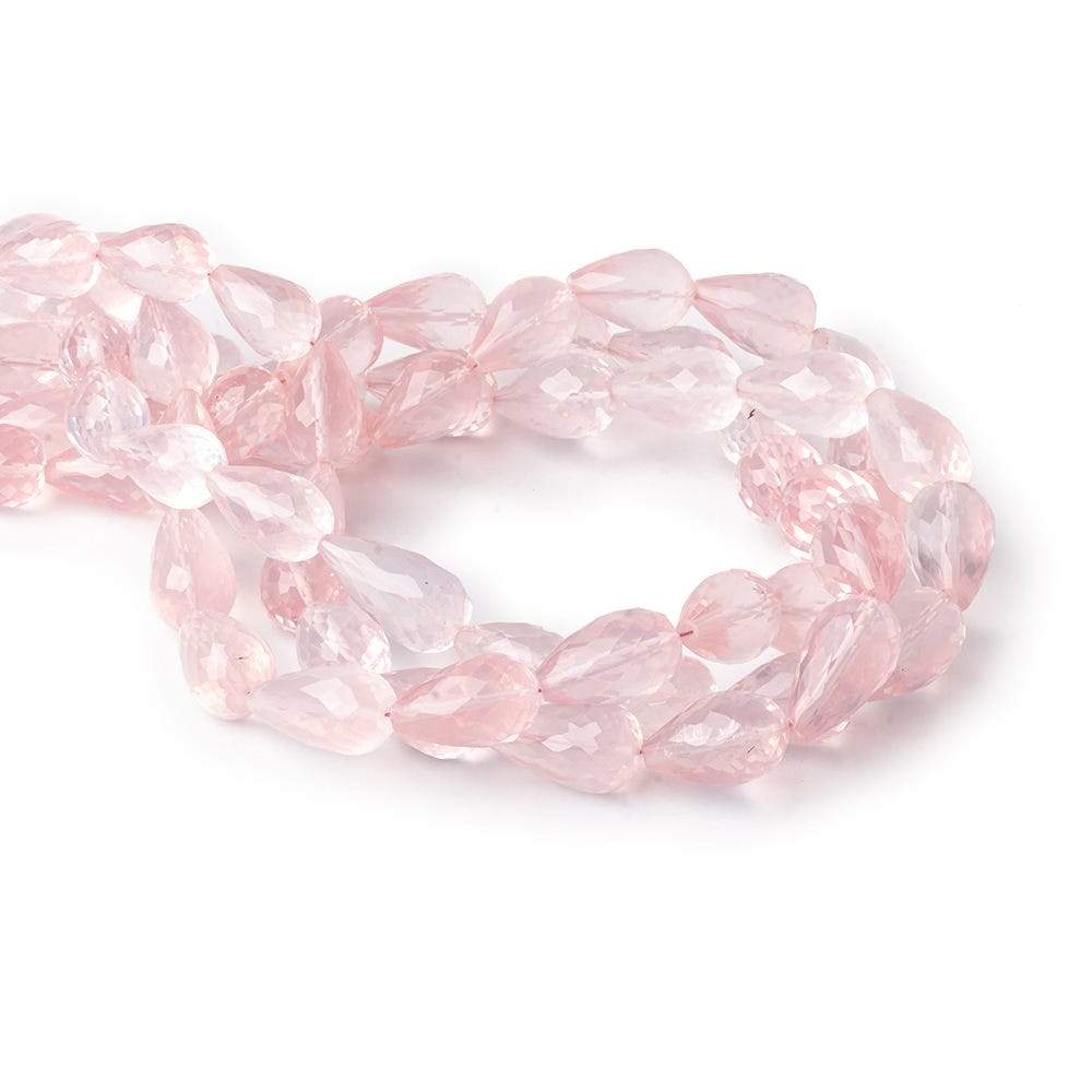 9x7-14x7mm Rose Quartz straight drilled faceted tear drops 16 inch 35 pieces