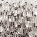 10x8mm Crystal Quartz faceted oval Black Gold plated Chain by the foot 18 beads