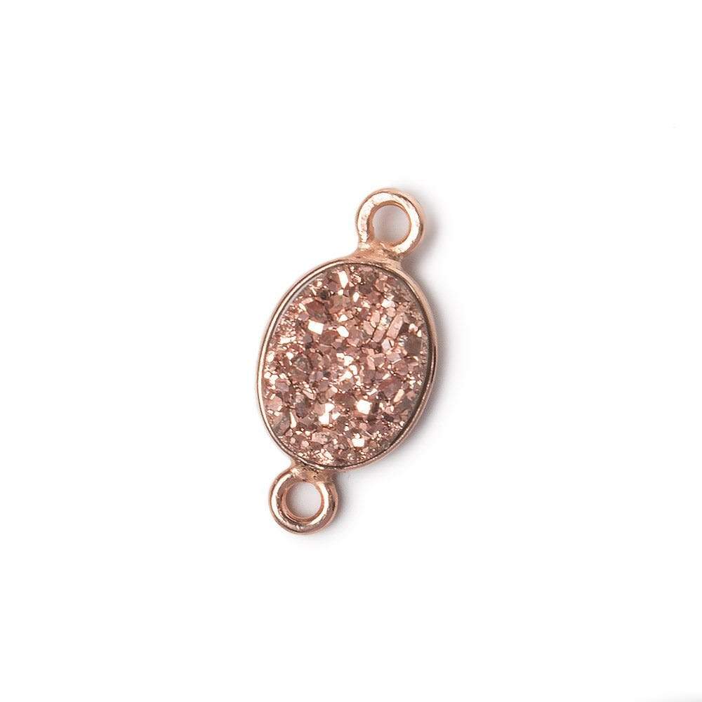 10x8mm Rose Gold Bezel Metallic Rose Drusy Oval Connector 1 piece