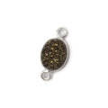 10x8mm Silver .925 Bezel Metallic Bronze Drusy Oval Connector 1 piece