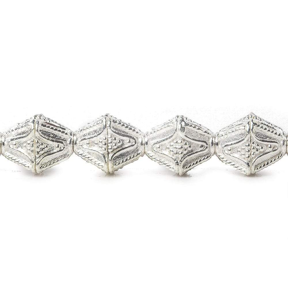 10x8mm Sterling Silver Plated Copper Granulated Design Bicone 8 inch 20 pcs