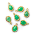 10x8mm Vermeil Rope Bezel Lime Green Chalcedony Pear Pendant 1 piece