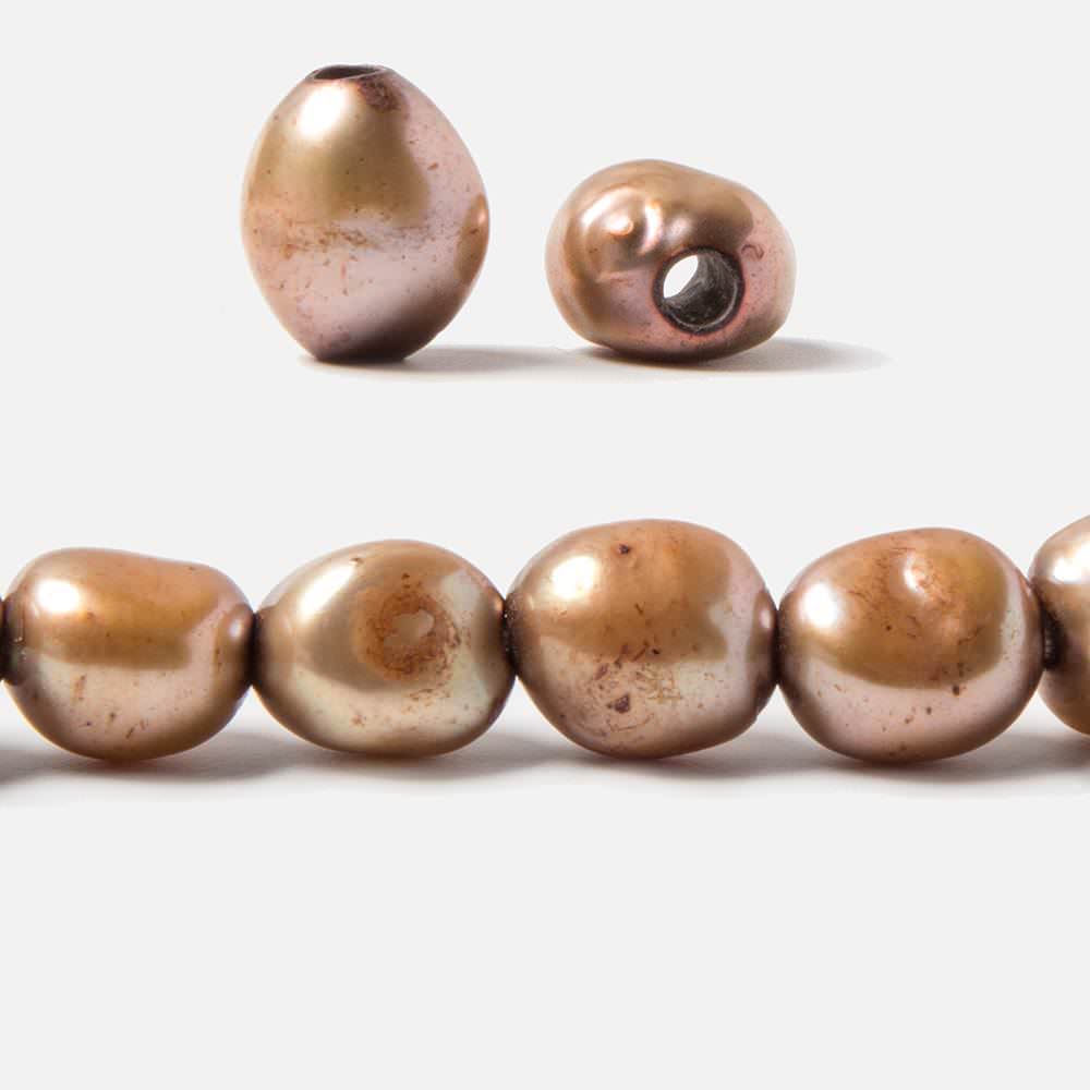 10x9-11x10mm Dark Mocha Brown Baroque 2.5mm large hole Pearls 15 in. 36 pcs
