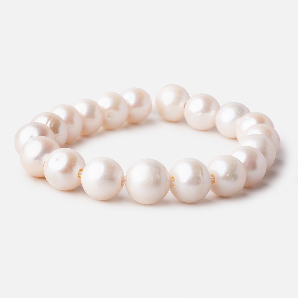 11-12mm Off White Off Round Large Hole pearls 8 inch 17 pieces AA