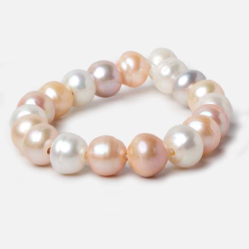 11-12mm Tri-Color Ringed Baroque Large Hole pearls 8 inch 19 pieces