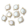 11-13mm Vermeil Bezel White Coin Pearl Connector 1 piece