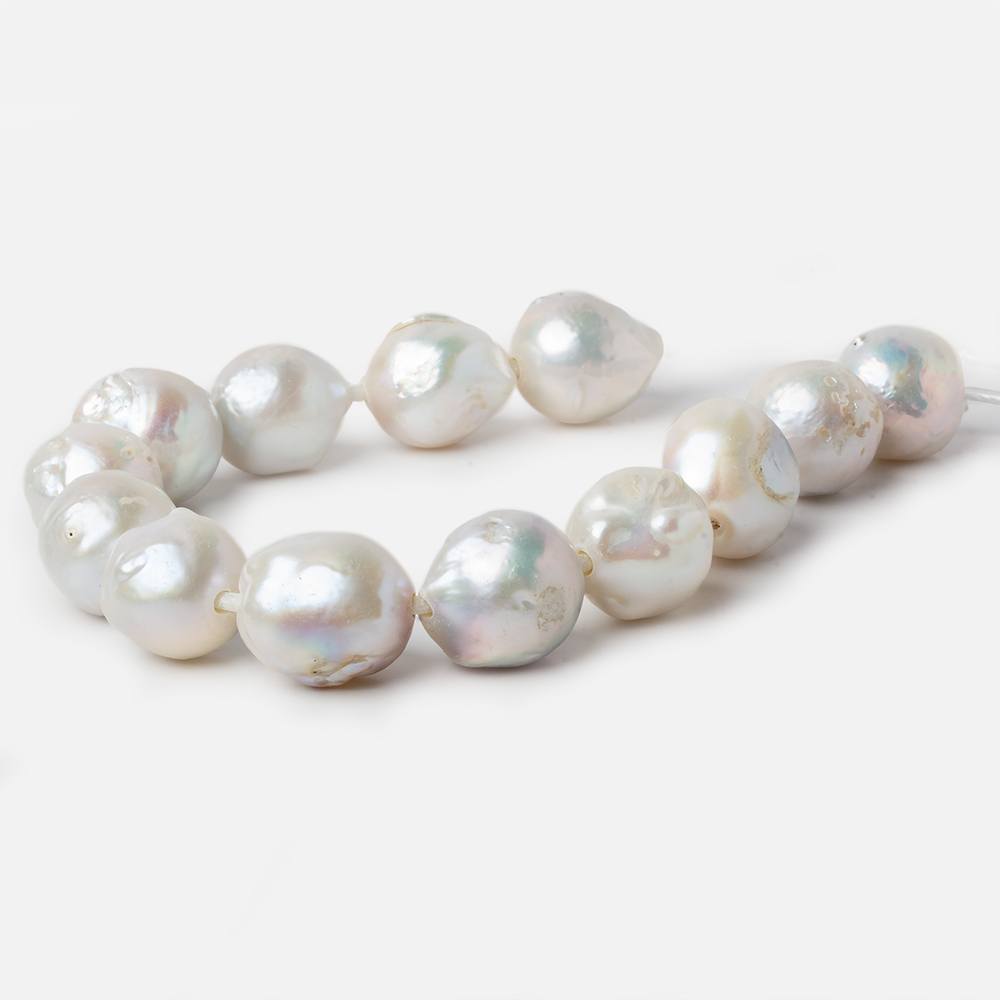 11-14mm Off White Baroque Large Hole pearls 8 inch 13 pieces