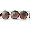 11-16mm Smoky Quartz Faceted Flower Beads 8 inch 13 pieces