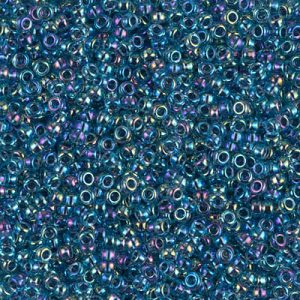 Miyuki 11-339  11/0 Blue Lined Aqua AB Seed Beads, 5 or 10 gm