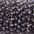 3mm Iolite faceted rondelle Black Gold Chain by the foot 36 pieces