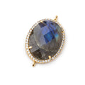 22x18mm Vermeil Bezeled White CZ & Labradorite Oval Connector 1 pc