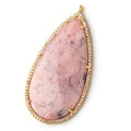 50x25mm Vermeil Bezeled White CZ & Pink Opal Faceted Pear Pendant 1 piece