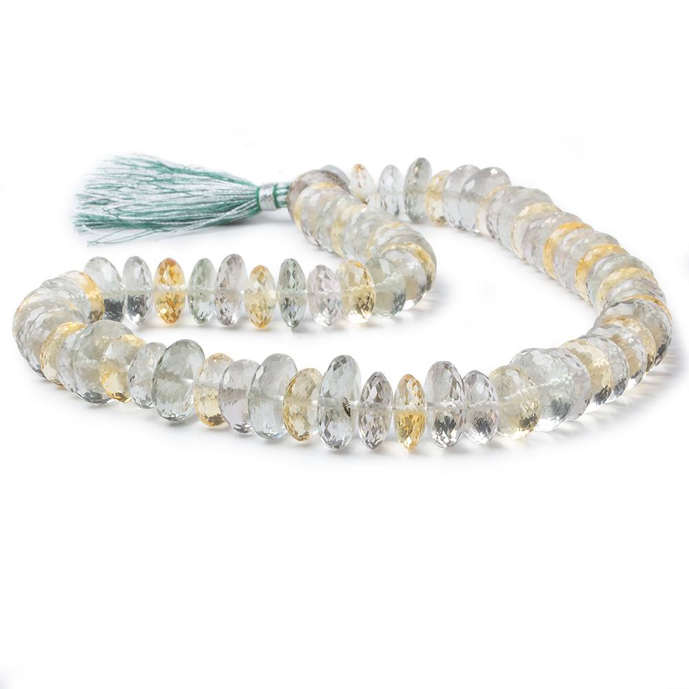 11.5-14.5mm Citrine & Prasiolite German Faceted Rondelle Beads 15 inch 75 pieces AA