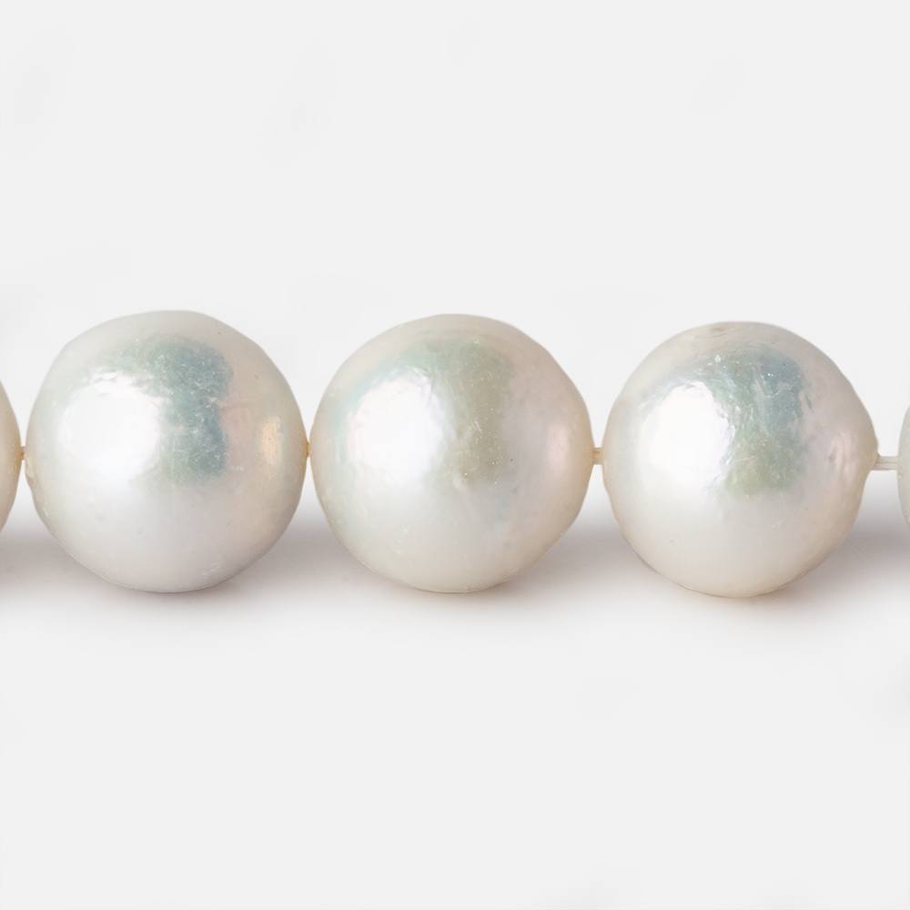 11.5x12-14.5x15mm White Near Round Freshwater Pearl 17 inch 34 pieces A