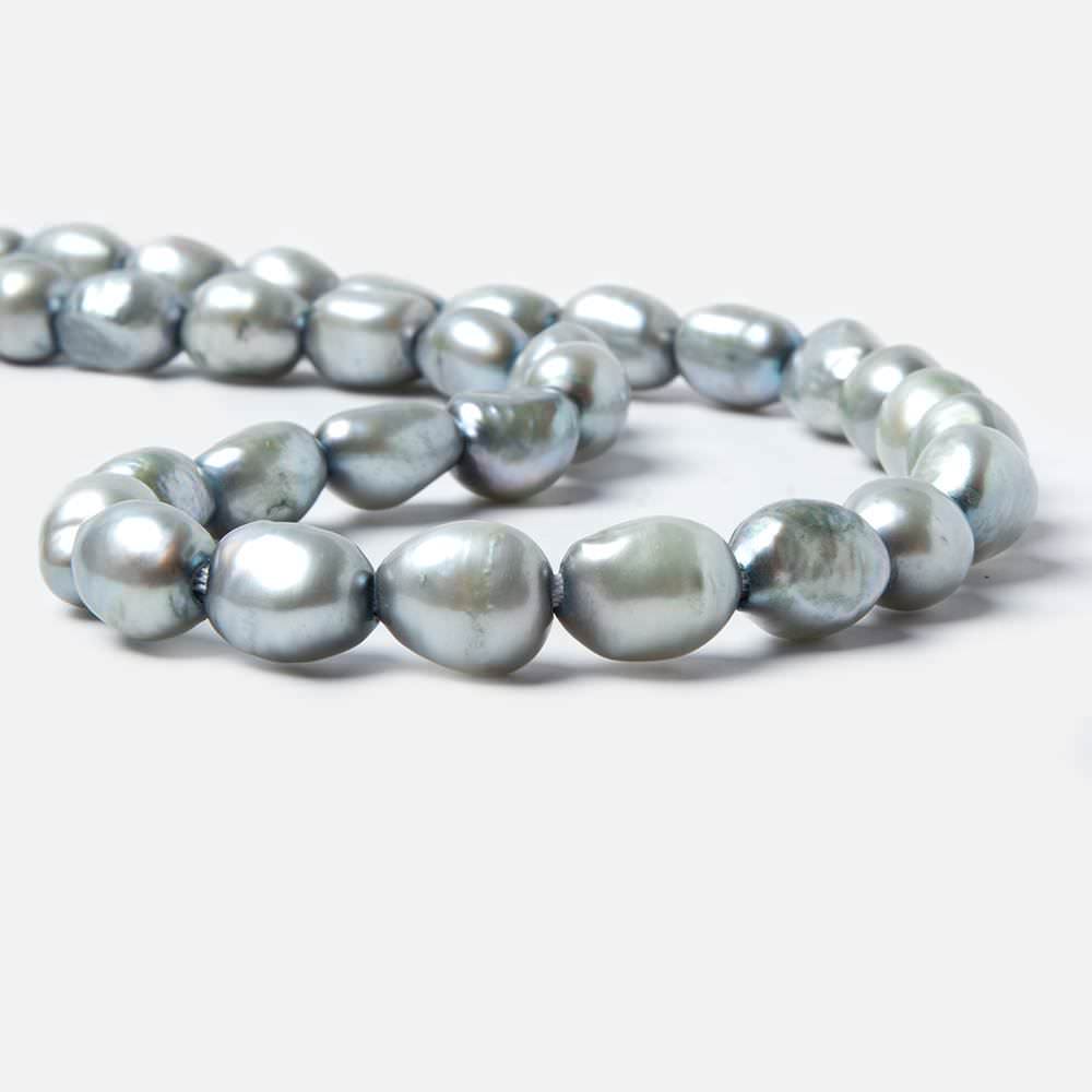11.5x9-13.5x10.5mm Light Chambray Blue Baroque 2.5mm large hole Pearls 32 pcs