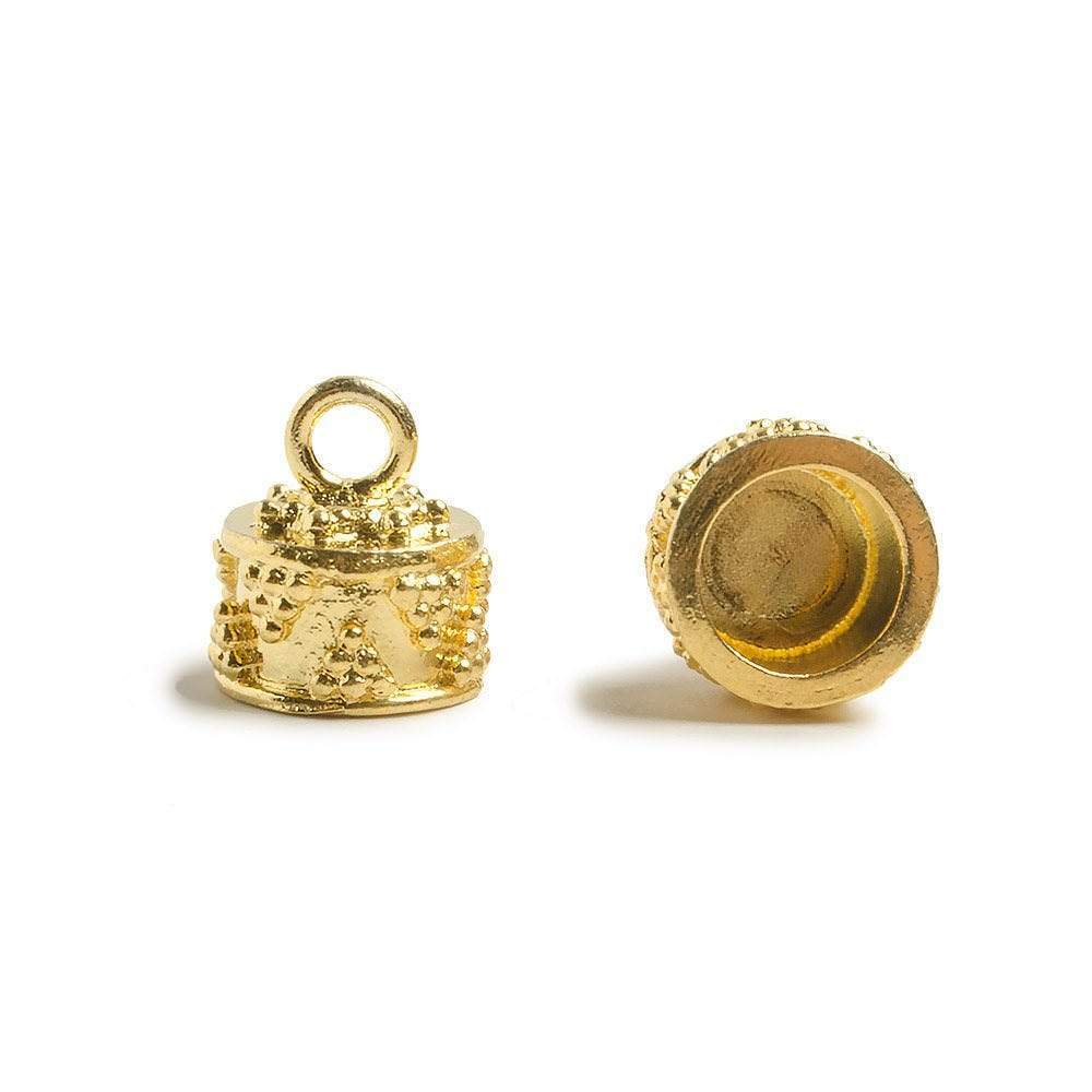11mm 22kt Gold plated Barrel Bead Cap Miligrain Triangle Design Set of 2