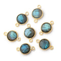 11mm Vermeil Bezel Labradorite Faceted Coin Connector 1 piece