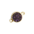 11mm Vermeil Bezel Mystic Peacock Drusy Coin 2 ring Connector 1 piece
