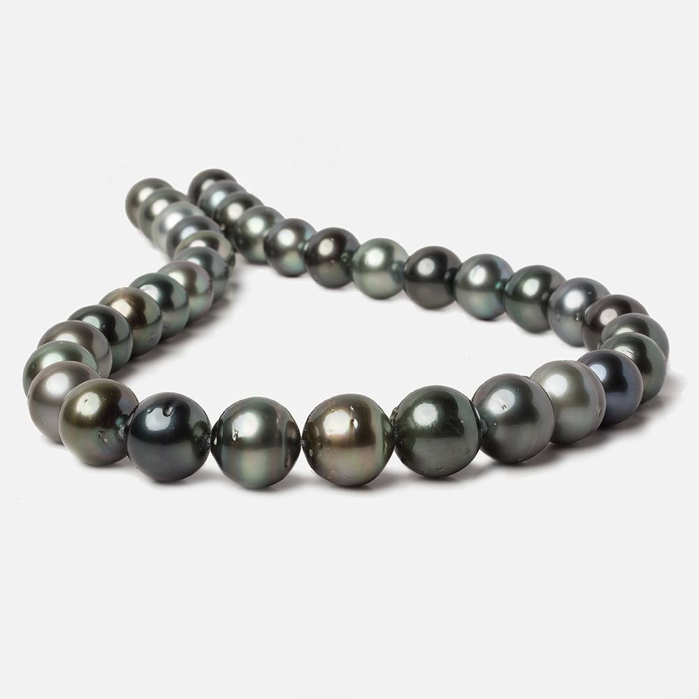 11x10.5-13.5x13mm Multi Color Tahitian Round Saltwater Pearls 16 inch 35 pieces A