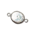 11x10mm Black Gold Leafed White Oval Pearl Connector 1 piece