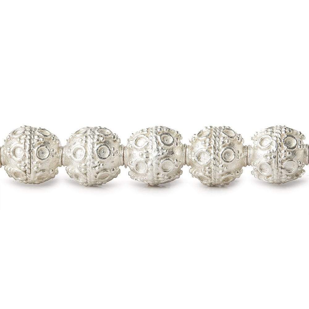 11x10mm Sterling Silver Plated Copper Bead Roval Circle and Miligrain Triangle 8 inch 19 pcs