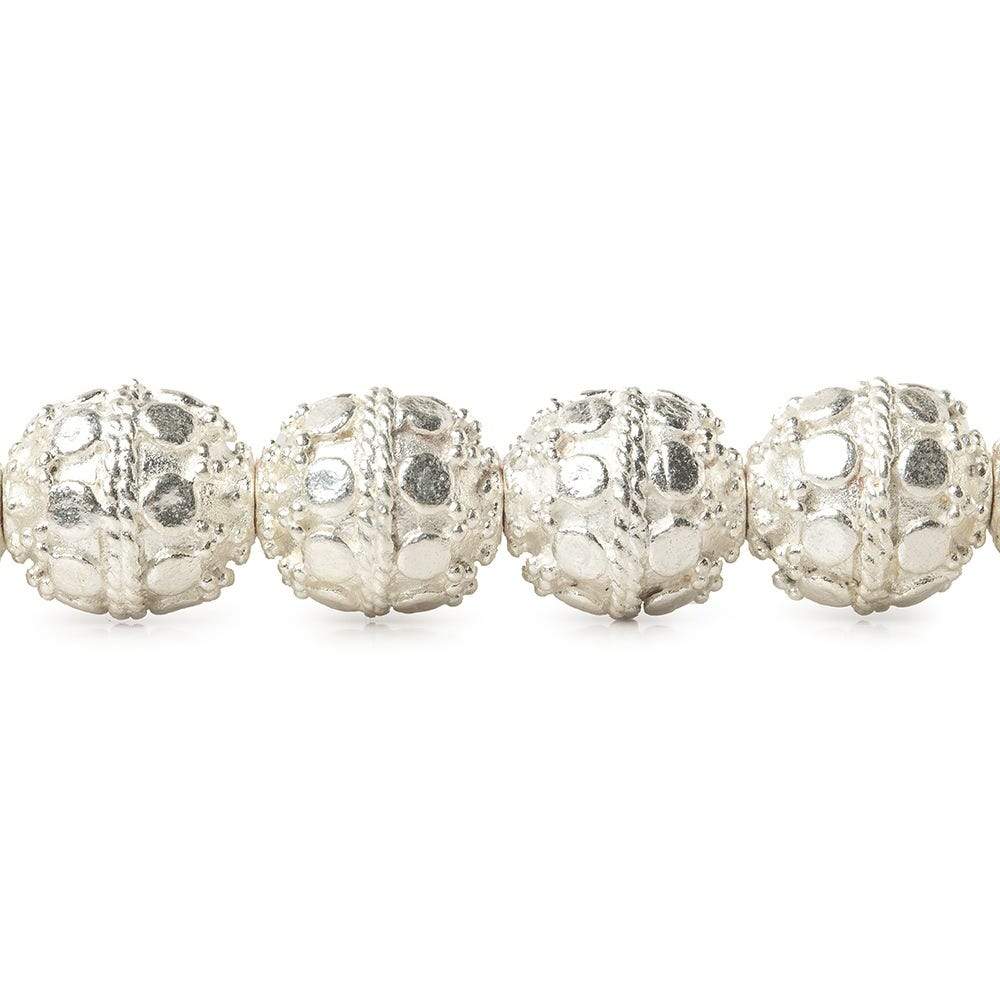11x10mm Sterling Silver Plated Copper Bead Roval with Round Dots 8 inch 19 pcs