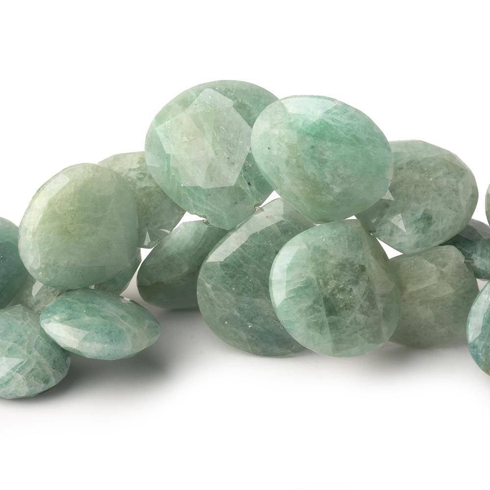 11x11-20x21mm Milky Aquamarine Faceted Heart Beads 7 inch 33 pieces