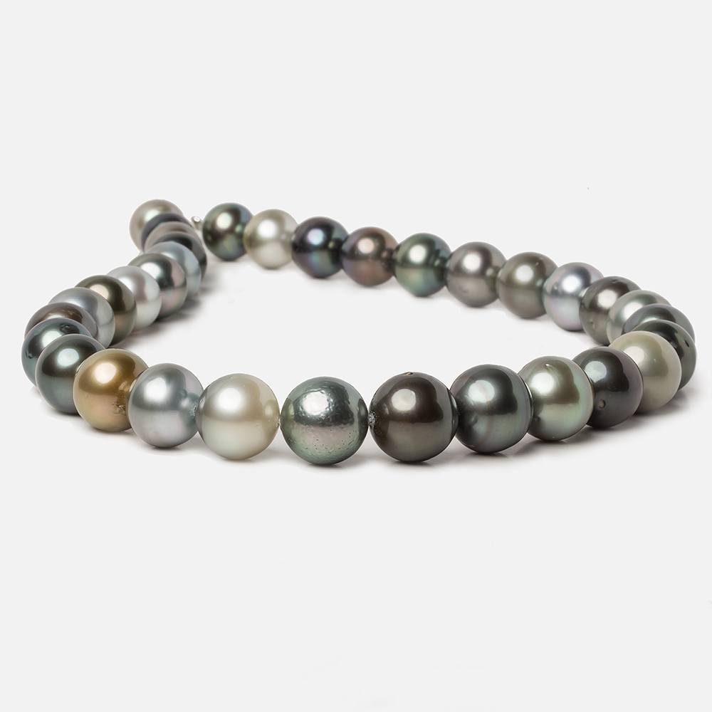 11x11.5-13x13mm Multi Color Tahitian Round Saltwater Pearls 16 inch 33 pieces A