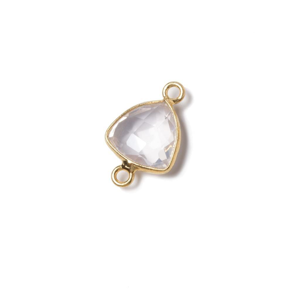 11x11mm Vermeil Bezeled Rose Quartz trillion Connector 1 piece