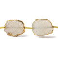 11x14-13x16mm Gold Leafed Off White Drusy straight drilled Slices 8 inch 10 beads