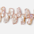 11x7-20x7mm Peach Top Drilled Biwa Freshwater Pearls 15 inch 75 pcs AA