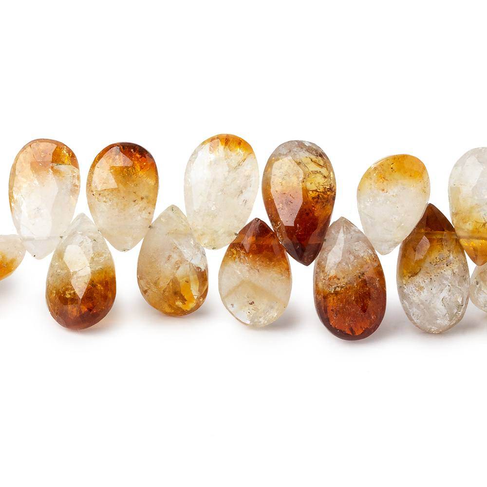 11x8-13x8mm Bi Color Citrine Faceted Pear Beads 8 inch 41 pieces AA Grade