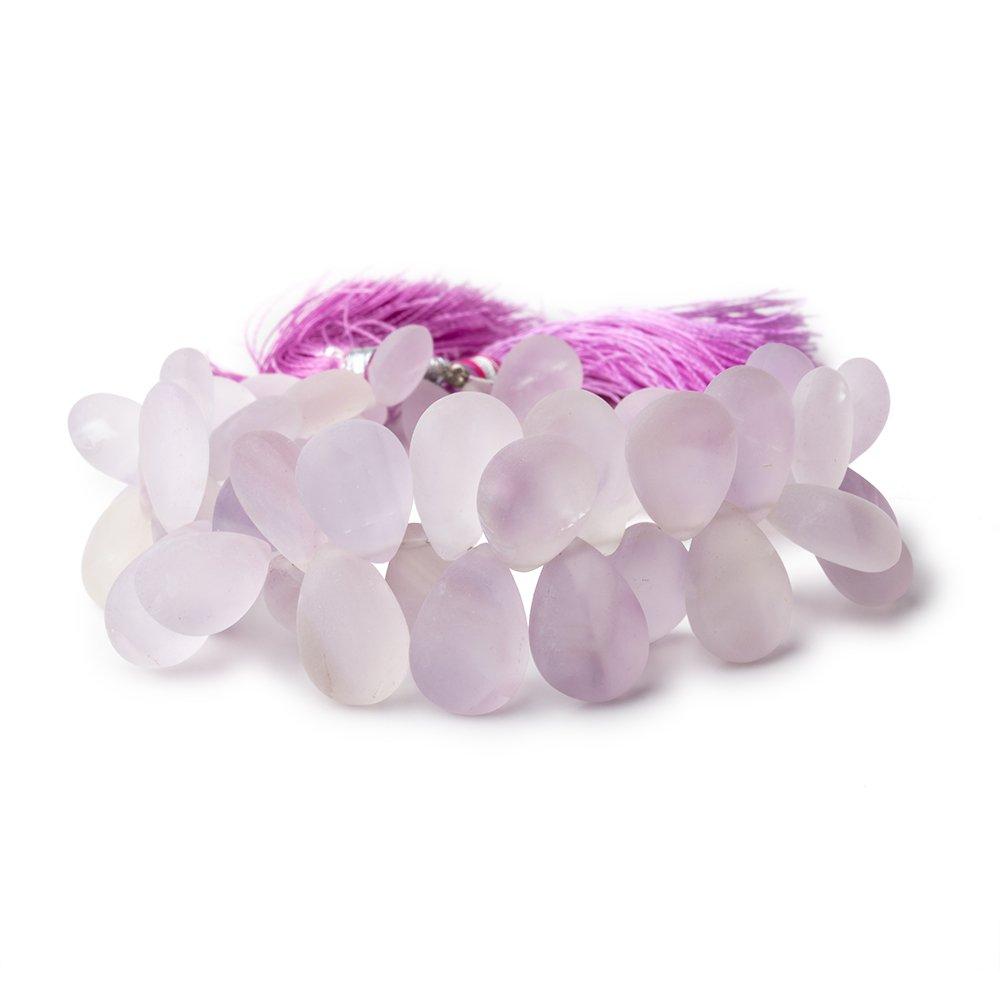11x8-16x12mm Frosted Pink Amethyst Plain Pear Beads 8 inch 53 pieces