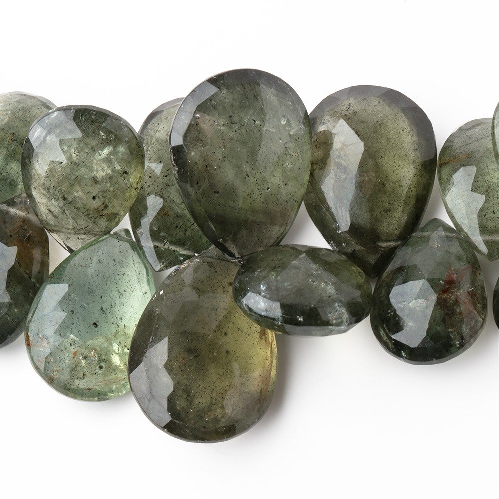 11x8-24x17mm Moss Aquamarine Faceted Pears 8 inch 40 Beads AAA