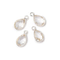 11x8mm .925 Silver Bezel Crystal Quartz Faceted Pear Focal Pendants Set of 4 pieces