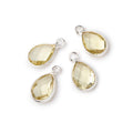 11x8mm .925 Silver Bezel Lemon Quartz Faceted Pear Focal Pendants Set of 4 pieces
