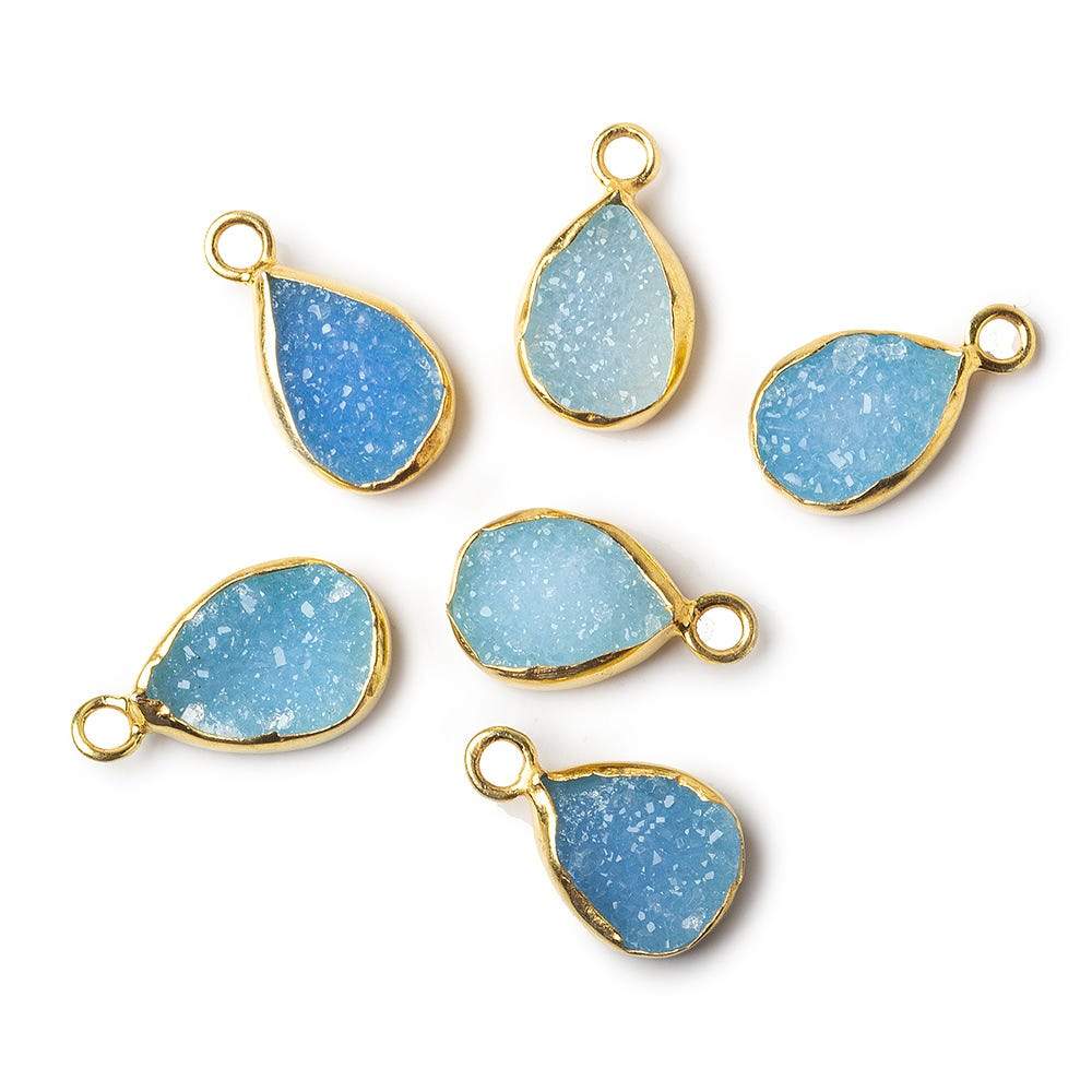 11x8mm Vermeil Bezel Blue Drusy Pear Pendant 1 piece