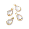 11x8mm Vermeil Bezel Crystal Quartz Faceted Pear Focal Pendants Set of 4 pieces