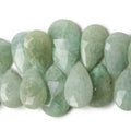 11x8x4-23x15x6mm Milky Aquamarine Pear Briolettes 6.75 inch 39 beads A