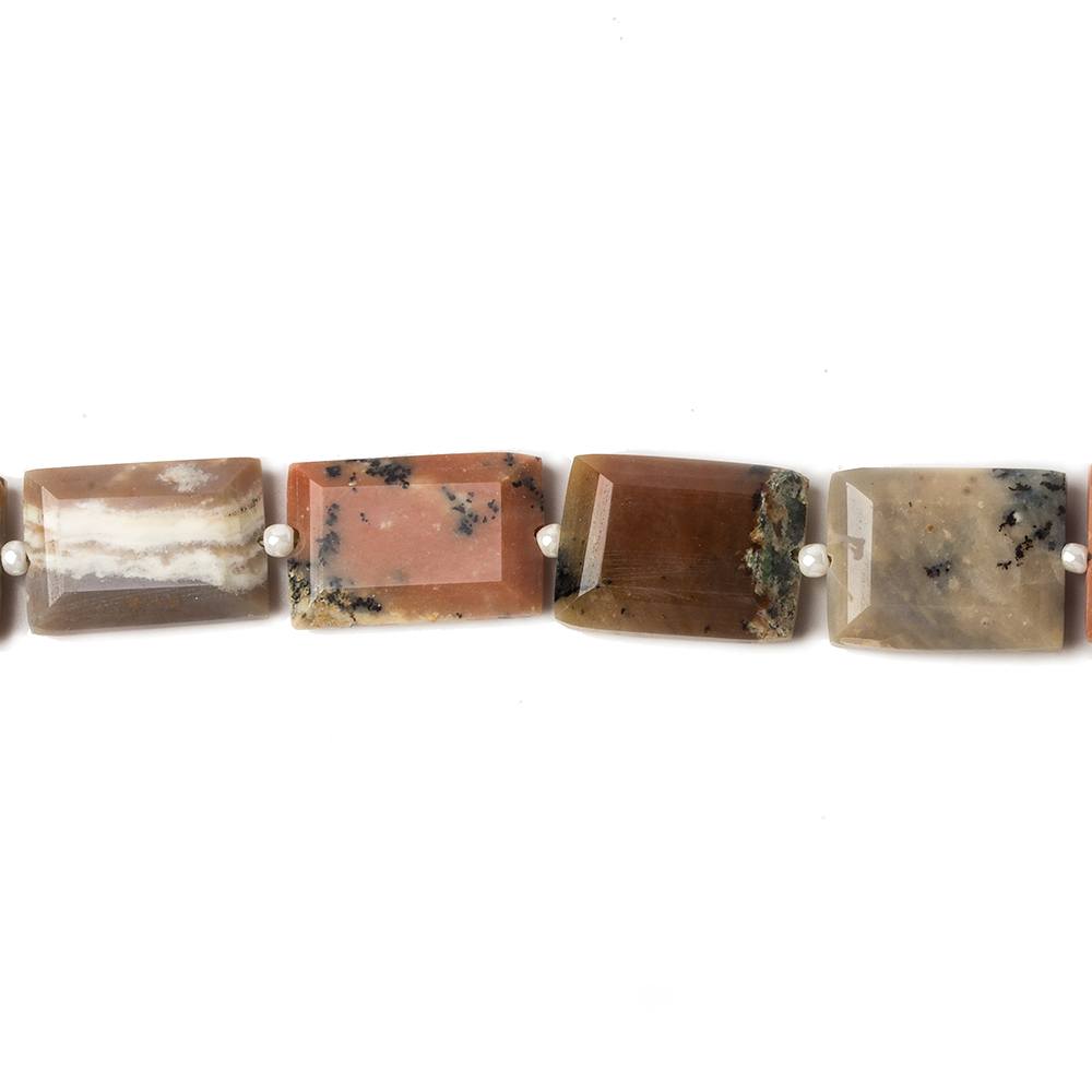 11x9-12x8mm Multi Gemstone bevel faceted rectangle beads 8 inch 14 pieces
