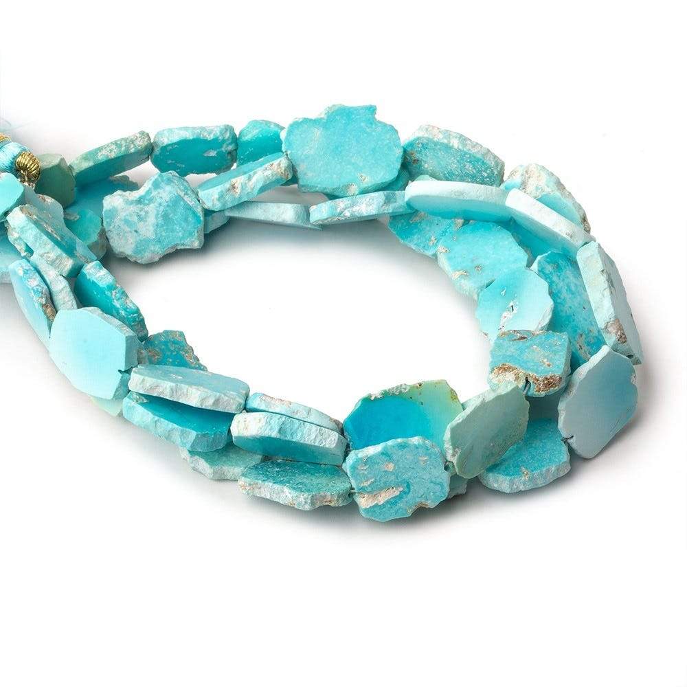 11x9-14x10mm Turquoise plain slice freeform beads 8 inch 15 pieces