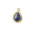 11x9mm Vermeil Twist Rope Bezel Lapis Lazuli Faceted Pear Pendant 1 piece