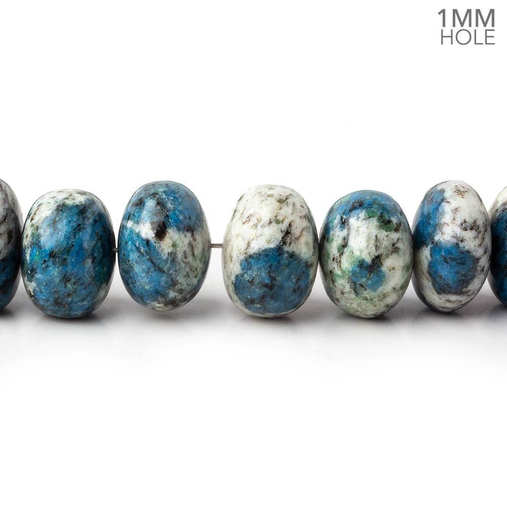 12-12.5mm K2 Azurite Granite "K2 Jasper" plain rondelles 16 inch 50 beads 1mm hole