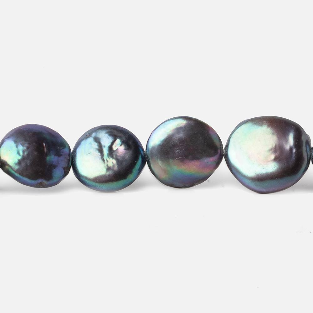 12-13mm Peacock Blue Purple Coin Freshwater Pearl 16 inch 31 pieces A