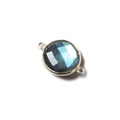 12-13mm Silver Bezeled Labradorite faceted coin Connector  1 piece