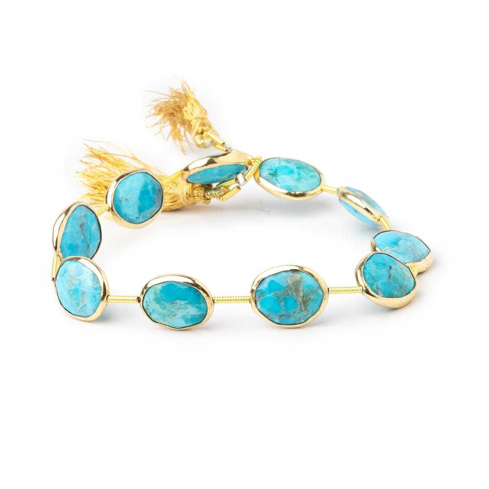 12-13mm Vermeil Bezel Turquoise Straight Drill Nuggets 7 inch 9 Beads