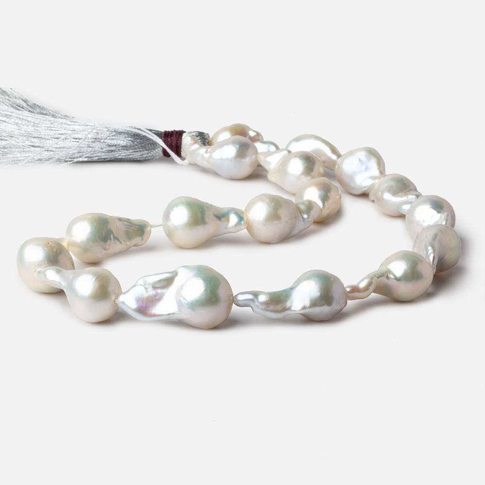 12-13mm White Ultra Baroque Freshwater Pearls 16.5 inch 17 pieces AA 0.8mm drill hole
